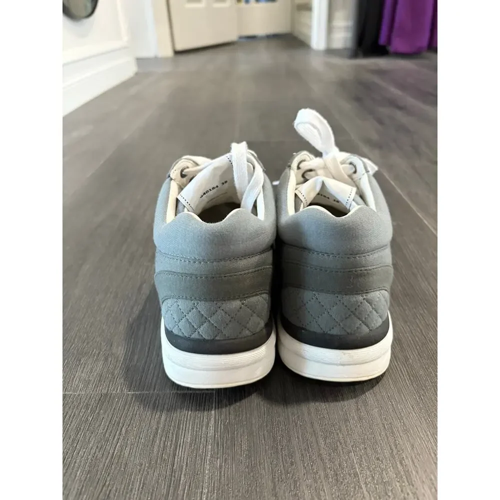 Chanel 2023 Fabric and Suede Calfskin Quilted Gray Trainer Sneakers Size 38(8)
